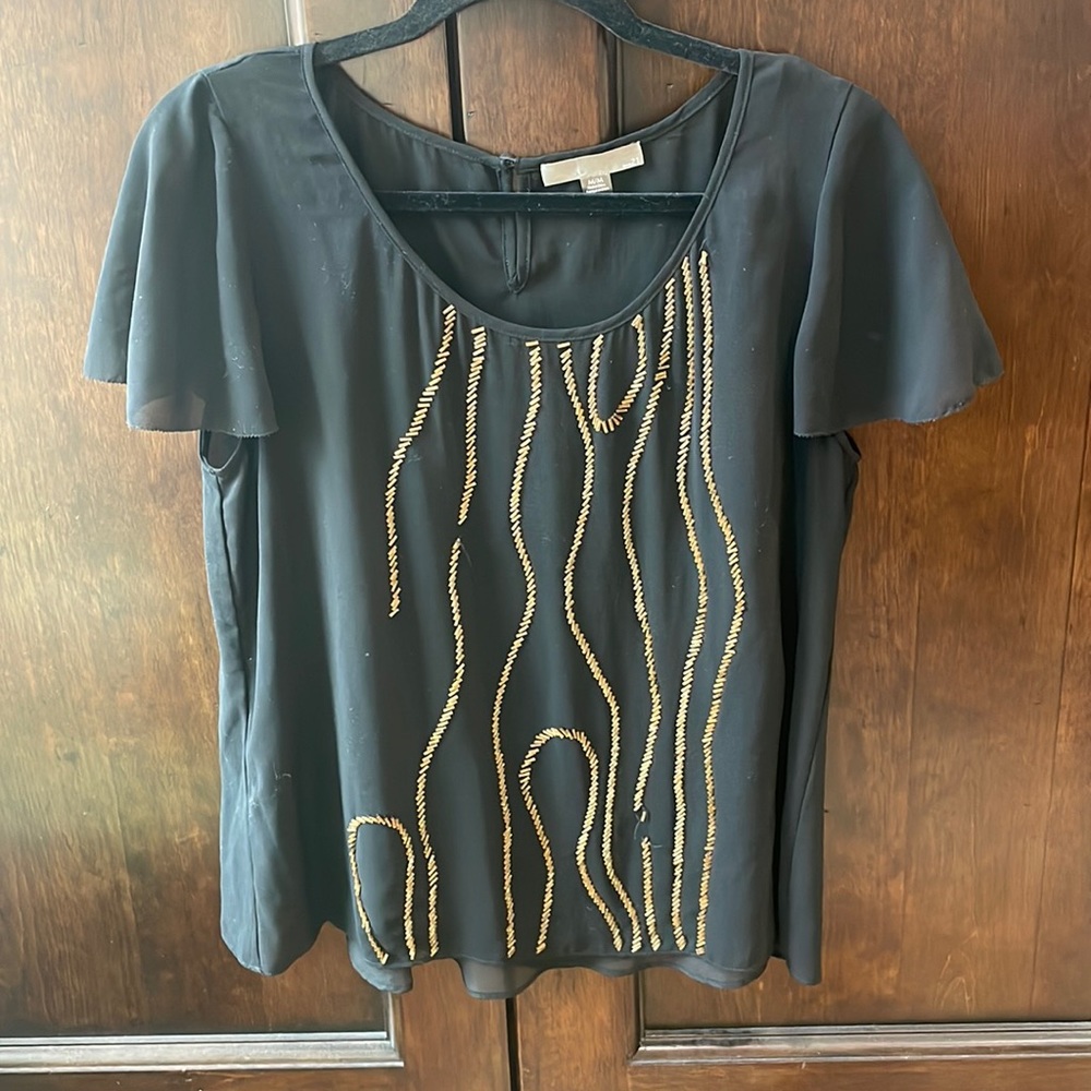 Black and gold blouse with attached tank